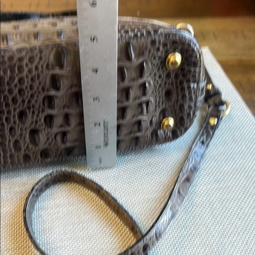 Brahmin Brown and Cream Satchel with Croc Embossed Leather - Picture 10 of 15